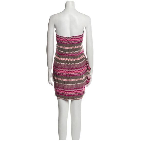 NEW Parker Sweetheart 100% Silk Mini Strapless Dress, Pink print, M - Picture 13 of 14